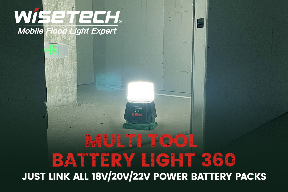 WISETECH Multi Tool Battery Frosted Work Light 360: Professional 360° Portable Lighting for Industrial Use