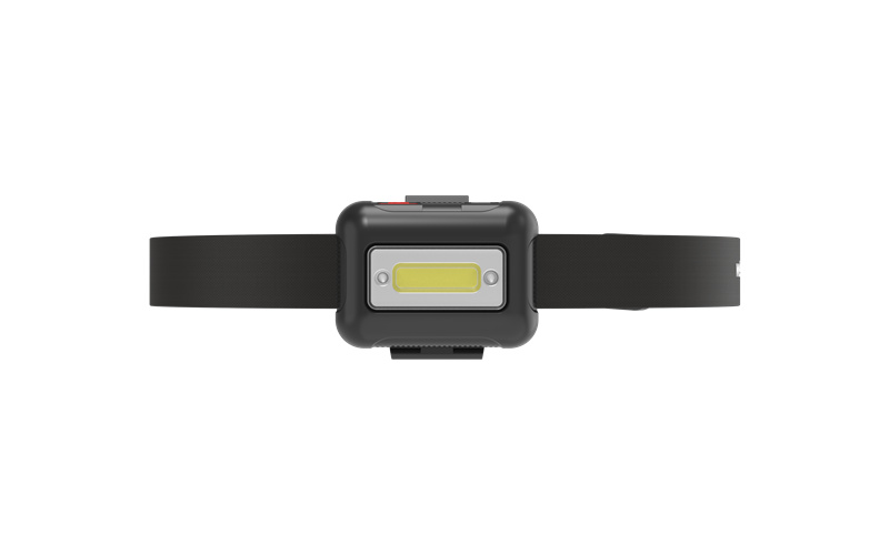 Professional using a motion sensor headlamp in a dark workspace